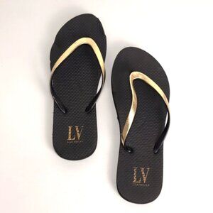 3/$20 Las Vegas Flip Flops Gold Metallic Thong Sandals Flats Beach Travel Shoes